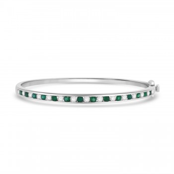 Sterling silver Emerald Hinged Bangle