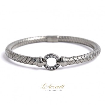 Sterling silver Diamond Circle of Life Bangle