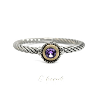 Sterling silver 18ct Gold Amethyst LAccenti Round Bangle