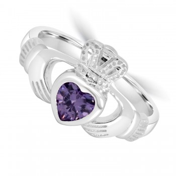 Sterling silver Purple stone Claddagh ring