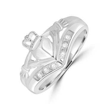 Sterling silver Claddagh Wishbone dress ring