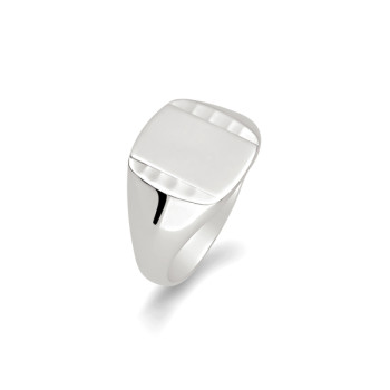 Argentium Silver Diamond cut Cushion Signet ring