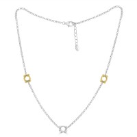 Sterling Silver Two-tone Gold Station necklet