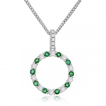 Sterling Silver Emerald Circle of Life Pendant Chain