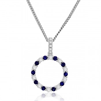 Sterling Silver Sapphire Circle of Life Pendant Chain