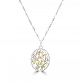 Sterling silver Two Tone Gold Leaf pendant chain