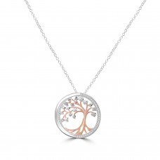 Sterling silver Two tone Rose Tree of Life pendant chain