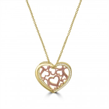 Rose plated Sterling silver Hearts pendant chain