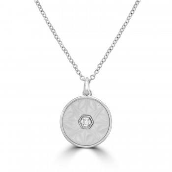 Sterling Silver Mother of Pearl Disc Pendant Chain