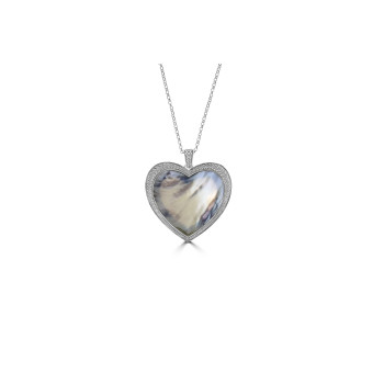 Large Mother of Pearl and Silver pendant and chain