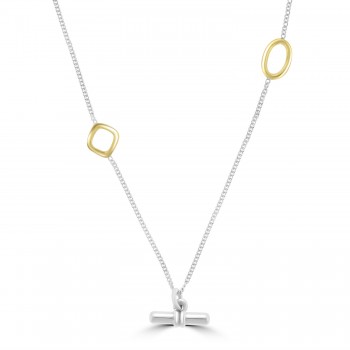 Sterling Silver and Gold tone T-bar pendant necklet