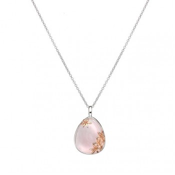 Sterling silver Pink Quartz Pendant chain