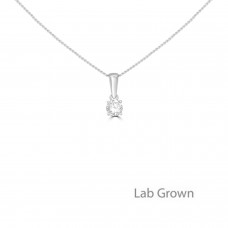 Sterling silver Solitaire Lab Grown 5mm Diamond Pendant chain