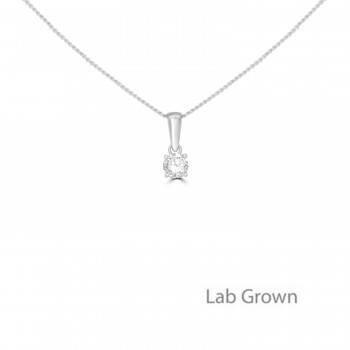 Sterling silver Solitaire Lab Grown 5mm Diamond Pendant chain
