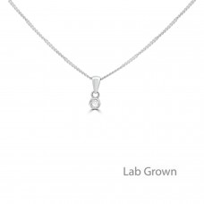 Sterling silver Lab Grown Diamond Rubover Pendant chain