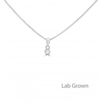 Sterling silver Lab Grown Diamond Rubover Pendant chain