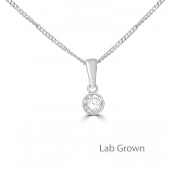 Sterling silver Lab Grown Diamond rubover pendant chain