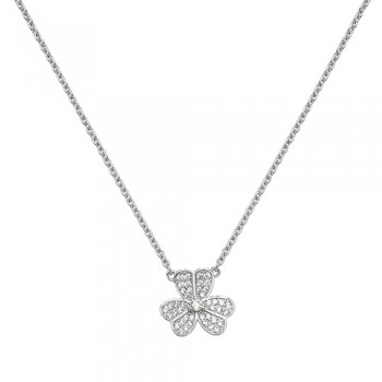 Sterling silver Pave set Shamrock pendant chain