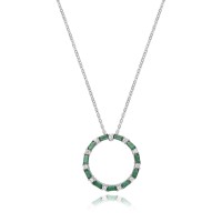 Sterling silver Emerald-Green Circle of Life pendant chain