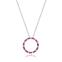 Sterling silver Ruby-red Circle of Life pendant chain
