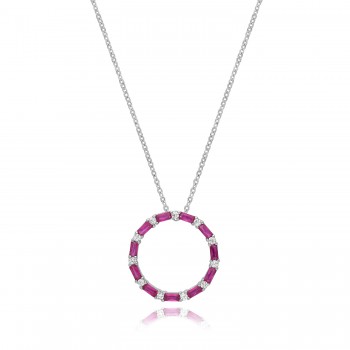 Sterling silver Ruby-red Circle of Life pendant chain