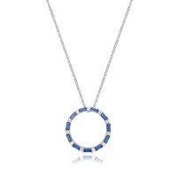 Sterling silver Sapphire-Blue Circle of Life pendant chain