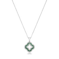 Sterling silver Emerald-green Clover pendant chain