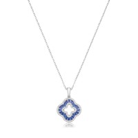 Sterling silver Sapphire-blue Clover pendant chain