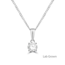 Sterling silver Solitaire Lab Grown Diamond 4mm pendant chain