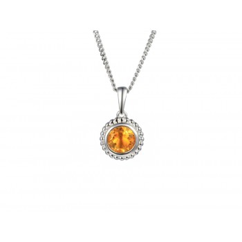 Sterling silver Citrine beaded pendant chain