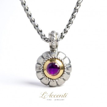 Sterling silver 18ct Gold Amethyst L'Accenti Pendant