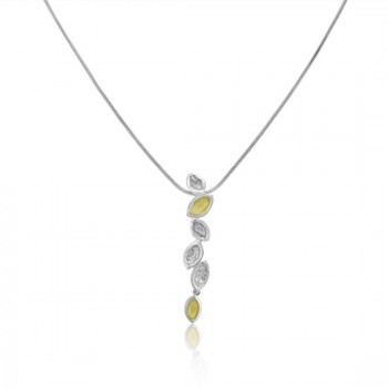 Sterling silver & Yellow Gold Leaf Drop Pendant