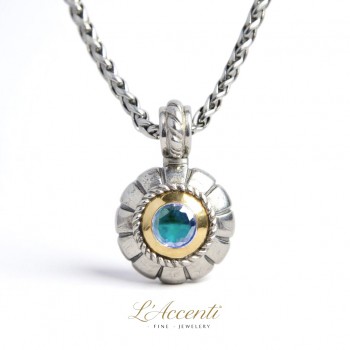 Sterling silver 18ct Gold Blue Topaz L'Accenti Pendant