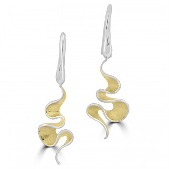 Sterling silver Two-Tone Yellow Swirl Drop earrings