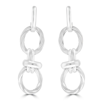Sterling silver Twist Ring Drop earrings