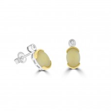 Sterling silver and Gold Opal stud earrings