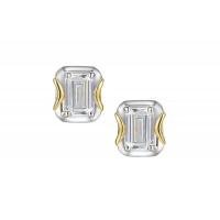 Sterling silver Two Tone Emerald cut stud earrings
