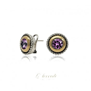 Sterling silver 18ct Gold LAccenti Amethyst stud earrings