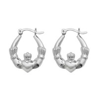 Sterling silver Claddagh Creole earring hoops