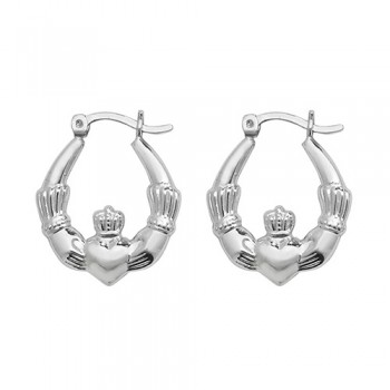 Sterling silver Claddagh Creole earring hoops
