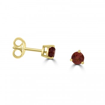 18ct Gold Solitaire Garnet Stud Earrings