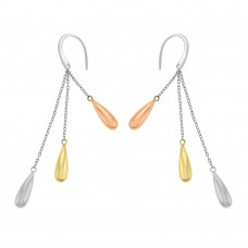 18ct Yellow, Rose & White Gold Drop Earrings