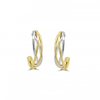9ct Two-Tone Gold Half Hoop Weave earrings