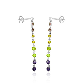 9ct White Gold Diamond & semi-precious Gemstone Drop Earrings