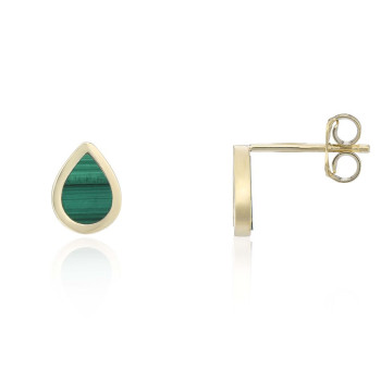 9ct Gold Malachite Pear Stud earrings
