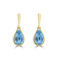 9ct Gold Blue Topaz Pear drop earrings