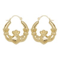 9ct Gold Claddagh Creole hoop earrings