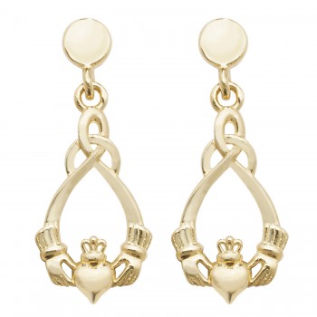 9ct Gold Claddagh Drop earrings