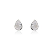 9ct White Gold Pear cut Solitaire Bezel Stud earrings
