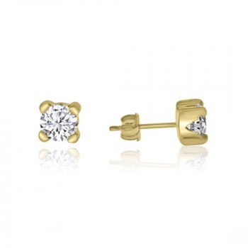 9ct Gold White Cubic Zirconia Solitaire stud earrings